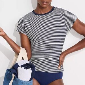 Lands End SunShade UPF 50 Cap Sleeve Fitted with Built in Bra Rash Guard